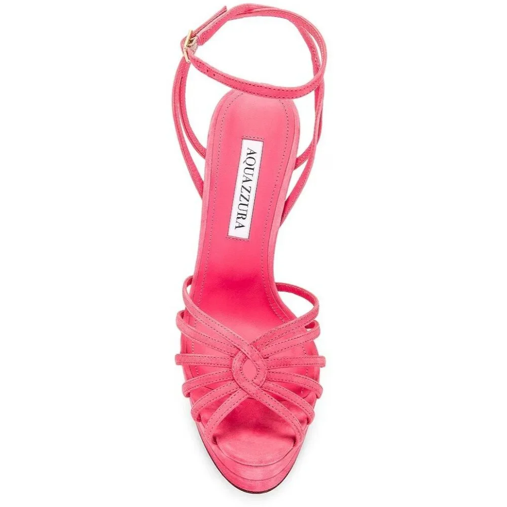 Aquazzura 130mm Flow Plateau Sandals Watermelon 38.5 With Box Pink High Heels - Picture 15 of 16